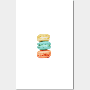 Stack of Macarons - Coral Aqua and Yellow Posters and Art